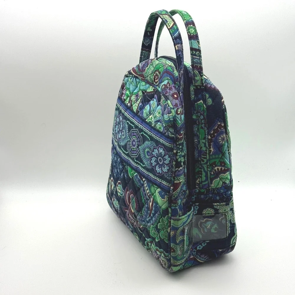 Vera Bradley Blue Green Paisley Quilted Lunch Bag Tote Zip Closure Floral